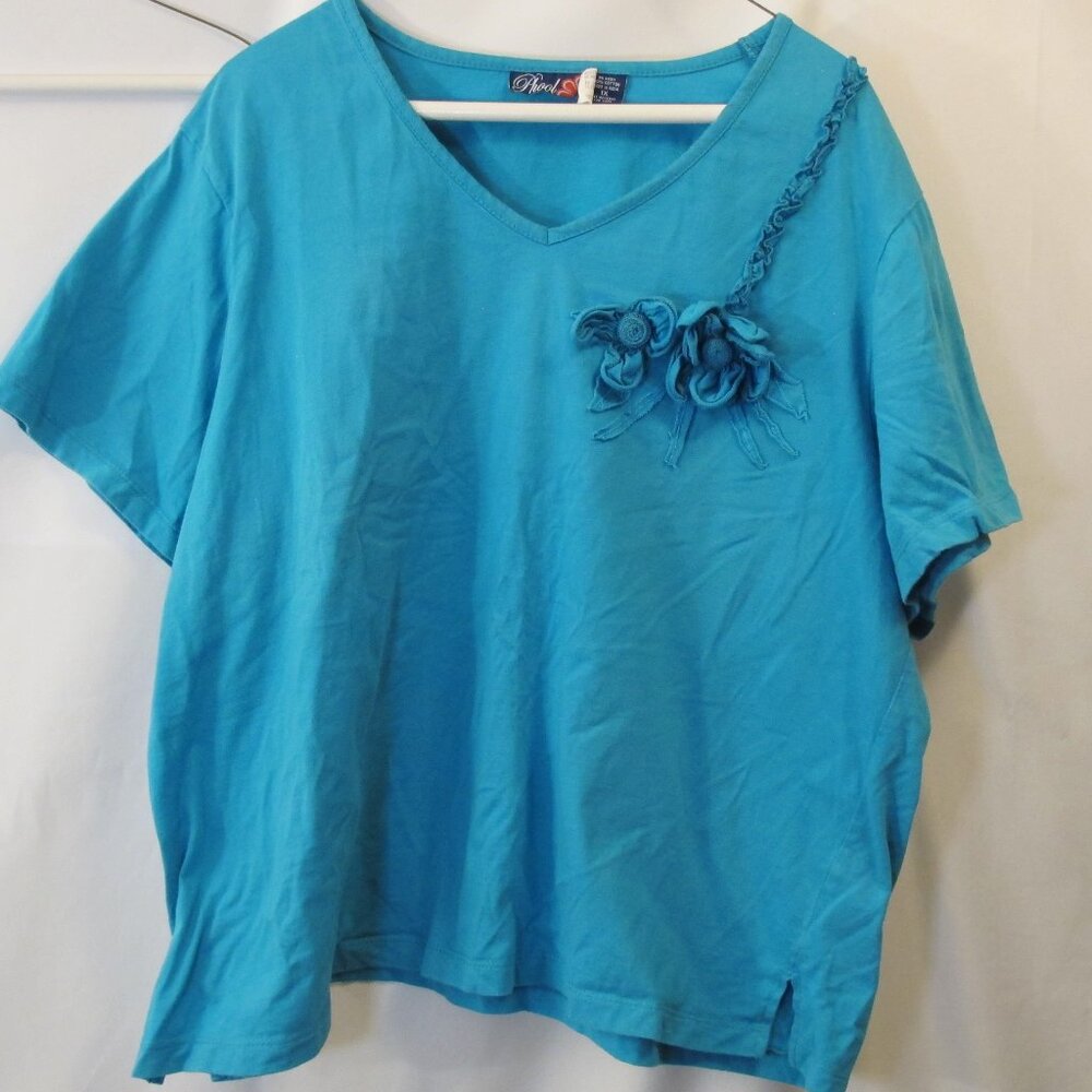 Phool turquoise top with floral details  1X